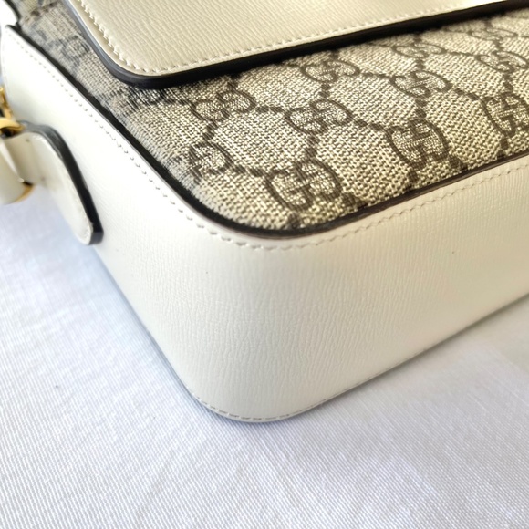 GUCCI HORSEBIT 1955 SMALL SHOULDER BAG - Beige & Ebony GG Supreme - Picture 12 of 13